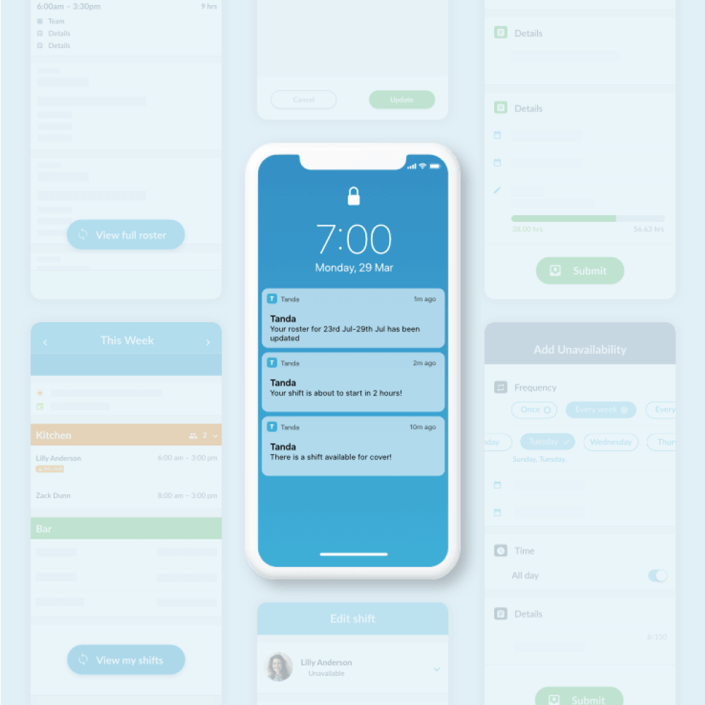graphic of mobile with notifications from the platform